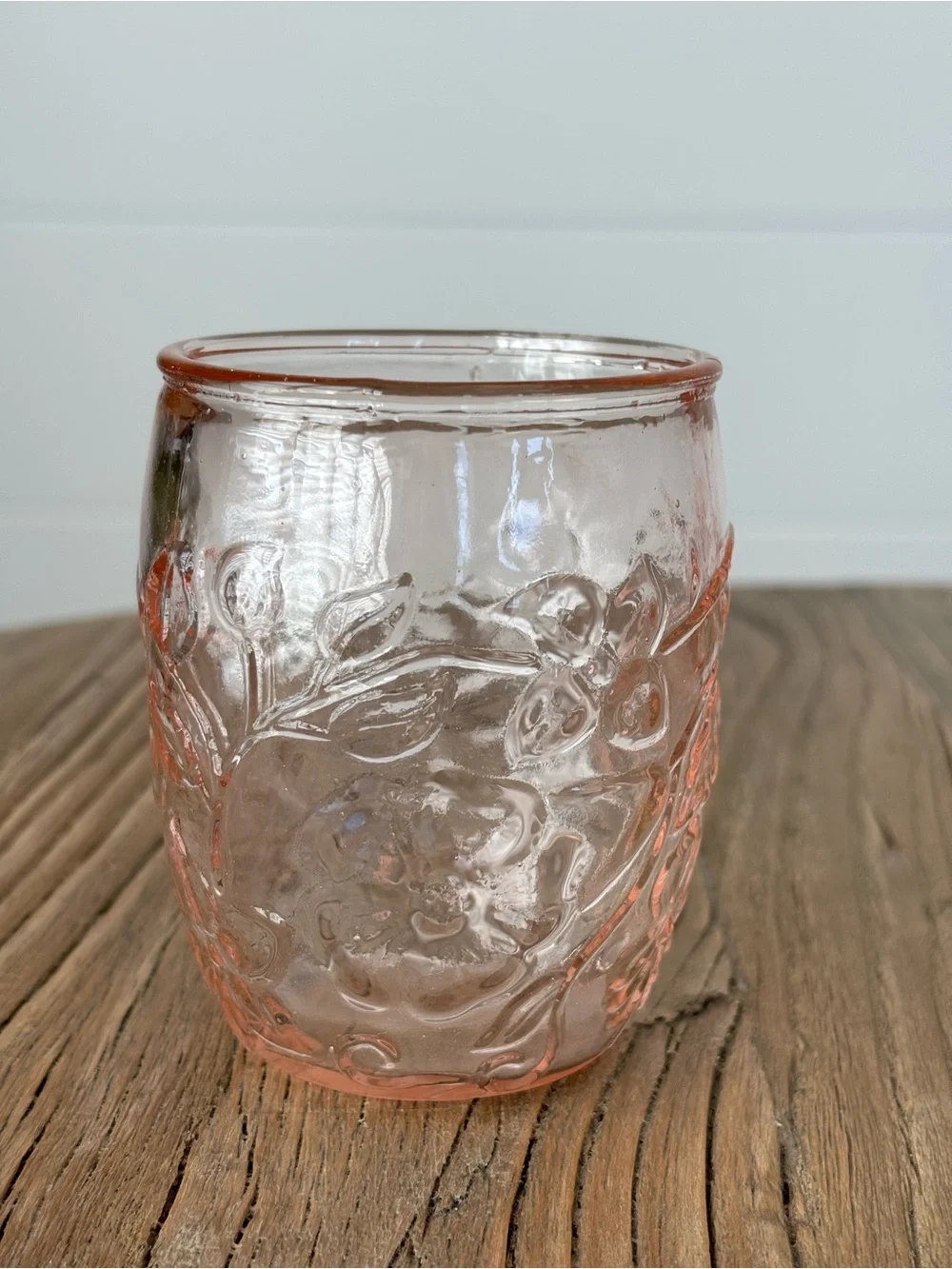 Vintage Pink Floral Depression Glass Bedside Carafe 